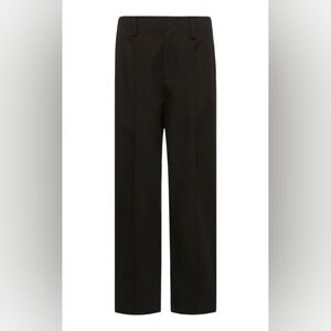 Vince Black Cotton Linen Blend Straight Wide Leg Dressy Cropped Pants Size 12